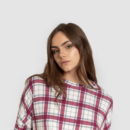 Pijama comprido Secret mujer Cuadro Dalis bordeaux