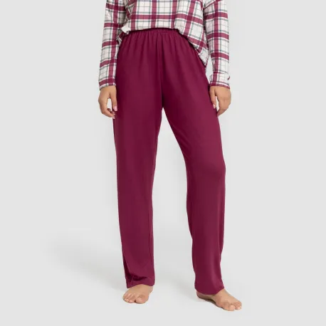 Pijama comprido Secret mujer Cuadro Dalis bordeaux