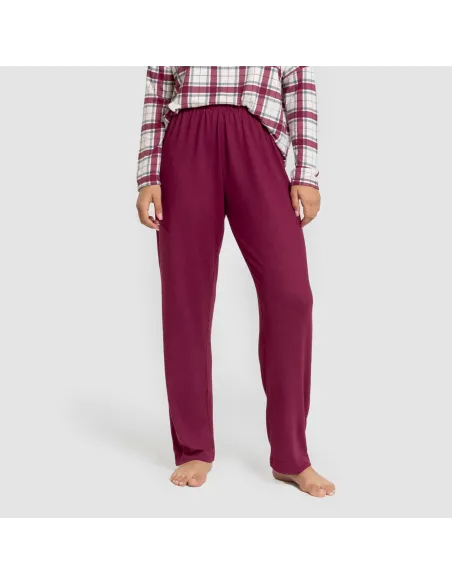 Pijama comprido Secret mujer Cuadro Dalis bordeaux