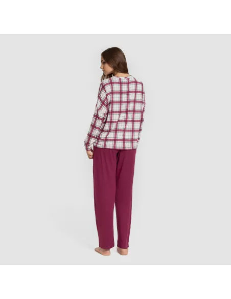 Pijama comprido Secret mujer Cuadro Dalis bordeaux