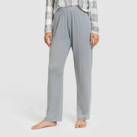 Pijama comprido Secret mulher Cuadro Guima azul indigo