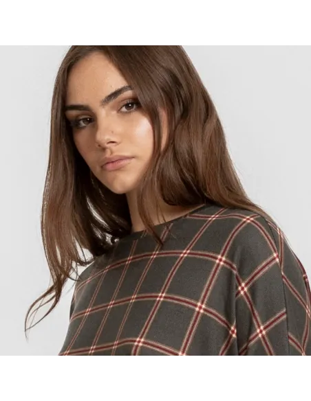 Pijama comprido Secret mulher Cuadro Nelby verde caça