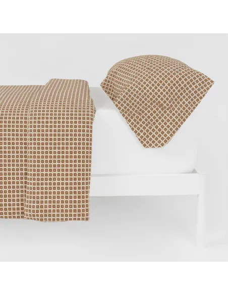 Capa de edredão algodão Iñaki ocre - verde seco