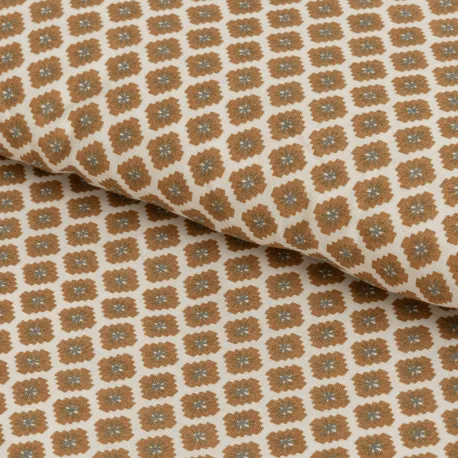 Capa de edredão algodão Iñaki ocre - verde seco