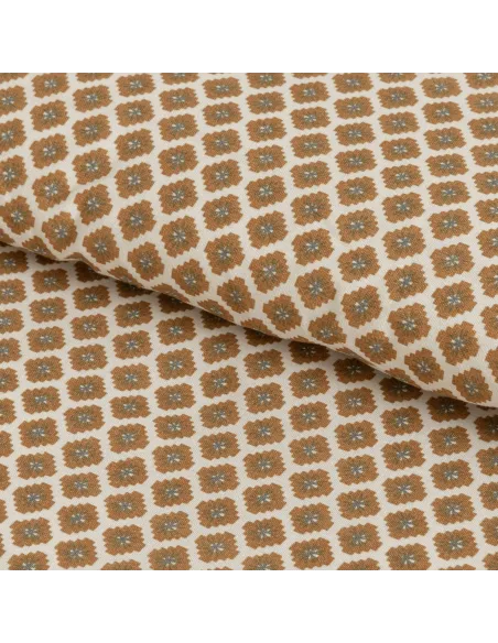 Capa de edredão algodão Iñaki ocre - verde seco