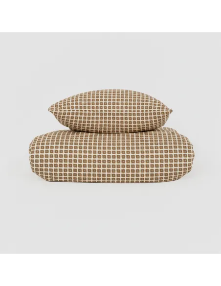 Capa de edredão algodão Iñaki ocre - verde seco