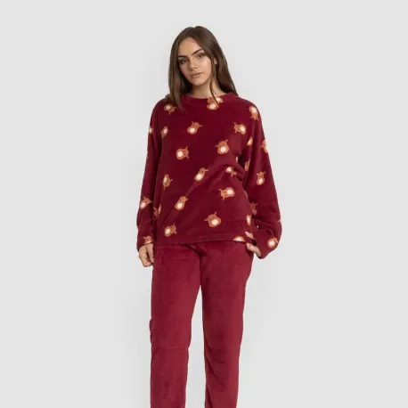 Pijama coral Tatin bordô
