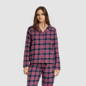 Pijama franela com lapela mulher Cuadro Hemerito azul