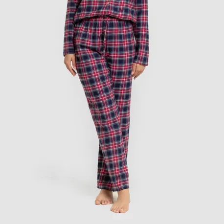Pijama franela com lapela mulher Cuadro Hemerito azul