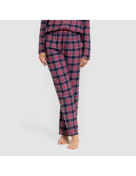 Pijama franela com lapela mulher Cuadro Hemerito azul Pijama franela com lapela mulher Cuadro Hemerito azul