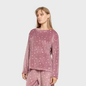 Pijama veludo super soft mulher Ambarina malva rosa