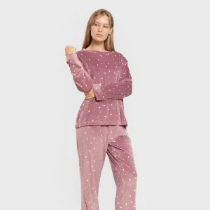 Pijama veludo super soft mulher Ambarina malva rosa 2