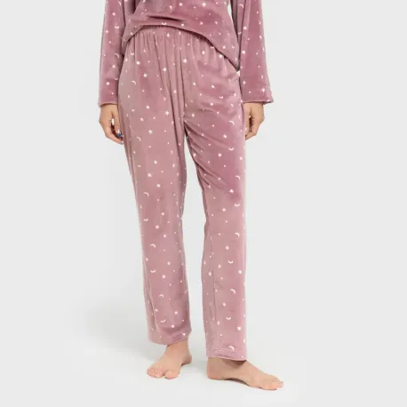 Pijama veludo super soft mulher Ambarina malva rosa