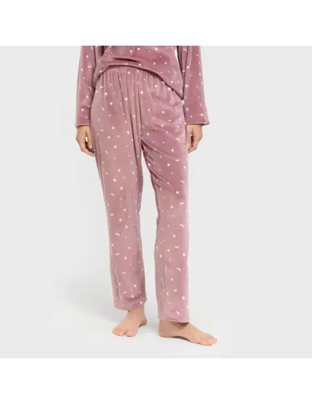 Pijama veludo super soft mulher Ambarina malva rosa Pijama veludo super soft mulher Ambarina malva rosa