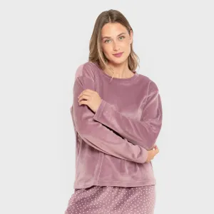 Pijama veludo super soft mulher Lolenda berinjela
