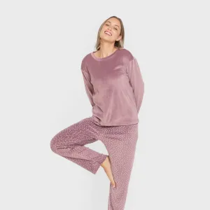 Pijama veludo super soft mulher Lolenda berinjela 2