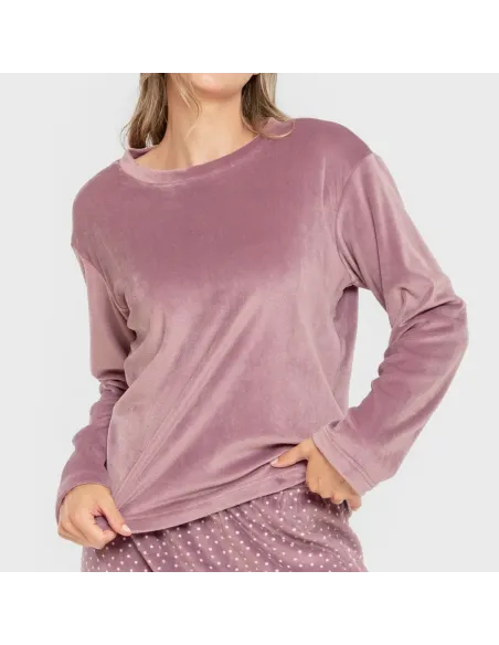 Pijama veludo super soft mulher Lolenda berinjela Pijama veludo super soft mulher Lolenda berinjela