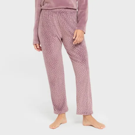Pijama veludo super soft mulher Lolenda berinjela