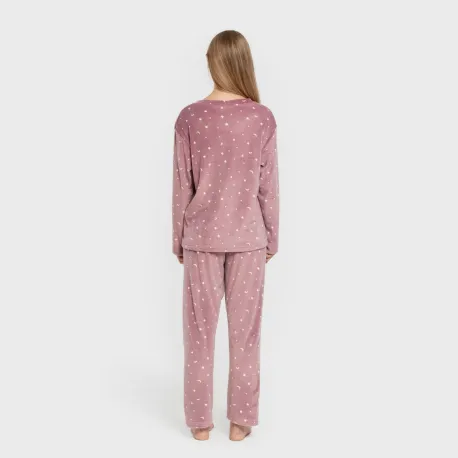 Pijama veludo super soft mulher Ambarina malva rosa