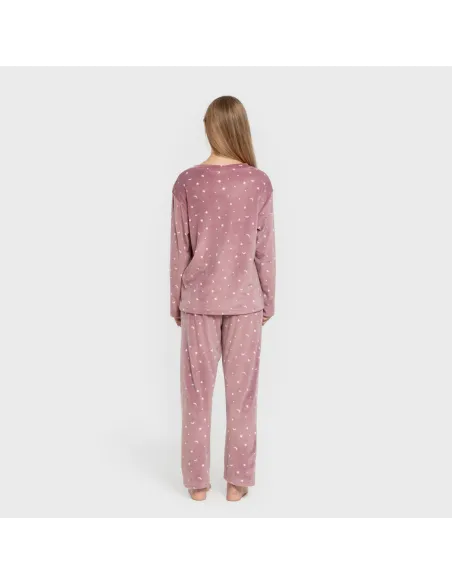 Pijama veludo super soft mulher Ambarina malva rosa Pijama veludo super soft mulher Ambarina malva rosa