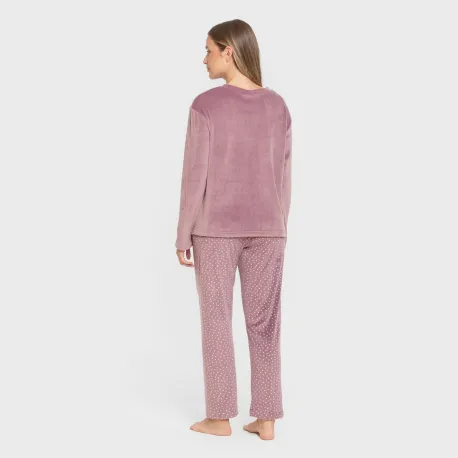 Pijama veludo super soft mulher Lolenda berinjela