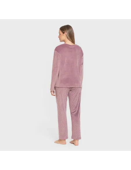 Pijama veludo super soft mulher Lolenda berinjela Pijama veludo super soft mulher Lolenda berinjela