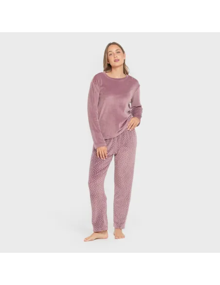 Pijama veludo super soft mulher Lolenda berinjela Pijama veludo super soft mulher Lolenda berinjela