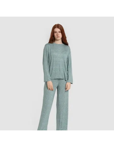 Pijama comprido viscosa mulher Virgo verde agua