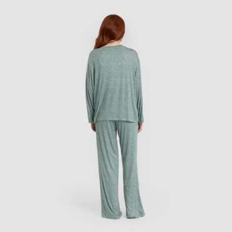 Pijama comprido viscosa mulher Virgo verde agua