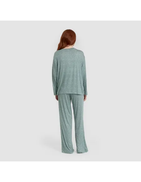 Pijama comprido viscosa mulher Virgo verde agua