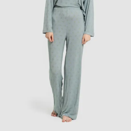 Pijama comprido viscosa mulhe Spring azul agua