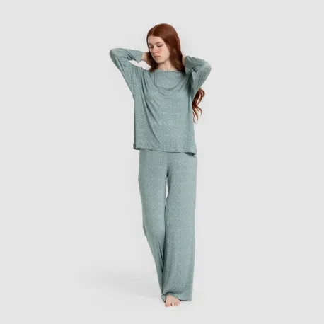 Pijama comprido viscosa mulher Virgo verde agua