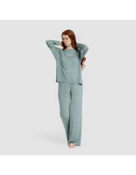 Pijama comprido viscosa mulher Virgo verde agua