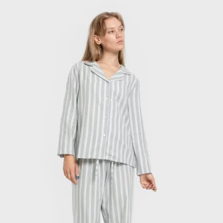 Pijama franela com lapela mulher Raya Marsella verde azulado