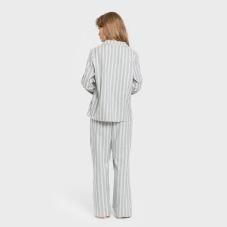 Pijama franela com lapela mulher Raya Marsella verde azulado