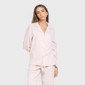 Pijama franela com lapela mulher Raya Ceballos rosa