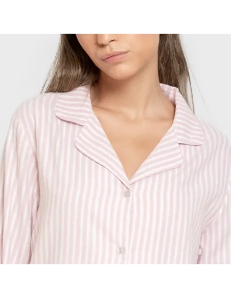 Pijama franela com lapela mulher Raya Ceballos rosa Pijama franela com lapela mulher Raya Ceballos rosa