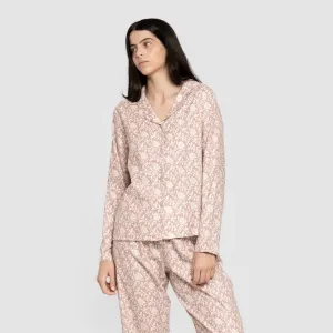 Pijama franela com lapela mulher Amira rosa