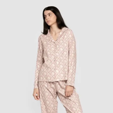Pijama franela com lapela mulher Amira rosa