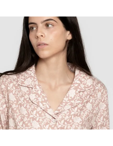 Pijama franela com lapela mulher Amira rosa Pijama franela com lapela mulher Amira rosa