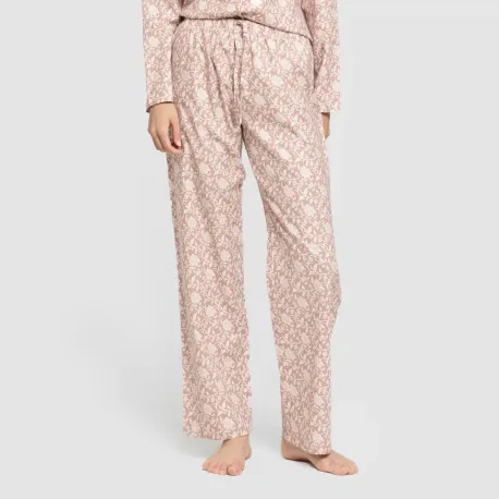 Pijama franela com lapela mulher Amira rosa