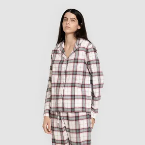 Pijama franela com lapela mulher Cuadro Fiorile verde