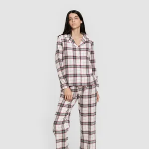 Pijama franela com lapela mulher Cuadro Fiorile verde 2