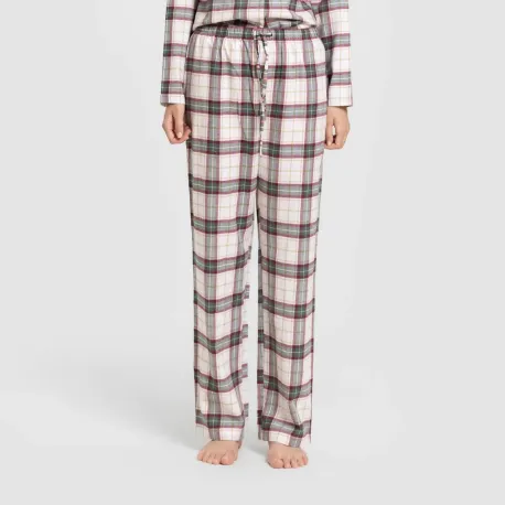 Pijama franela com lapela mulher Cuadro Fiorile verde