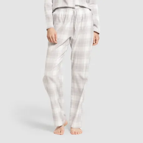 Pijama franela com lapela mulher Cuadro Portland celeste