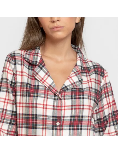 Pijama franela com lapela mulher Cuadro Mercury vermelho Pijama franela com lapela mulher Cuadro Mercury vermelho