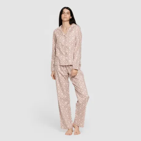 Pijama franela com lapela mulher Amira rosa