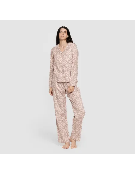 Pijama franela com lapela mulher Amira rosa Pijama franela com lapela mulher Amira rosa