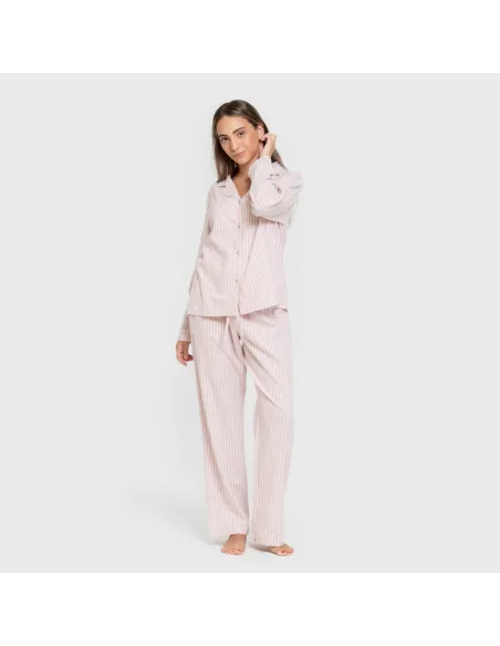 Pijama franela com lapela mulher Raya Ceballos rosa Pijama franela com lapela mulher Raya Ceballos rosa