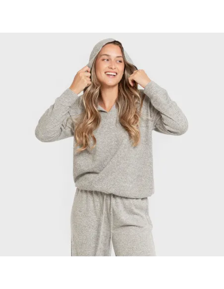 Camisola New malha extra suave com capuz mulher